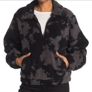SAGE COLLECTIVE Jet Setter Polar Fleece Sherpa Jacket 1/4 Zip Pockets Tie Dye XL